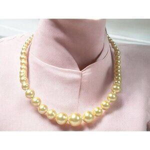 Golden Yellow Freshwater Pearl Necklace, Natural Pearl Bead Necklace, Genuine